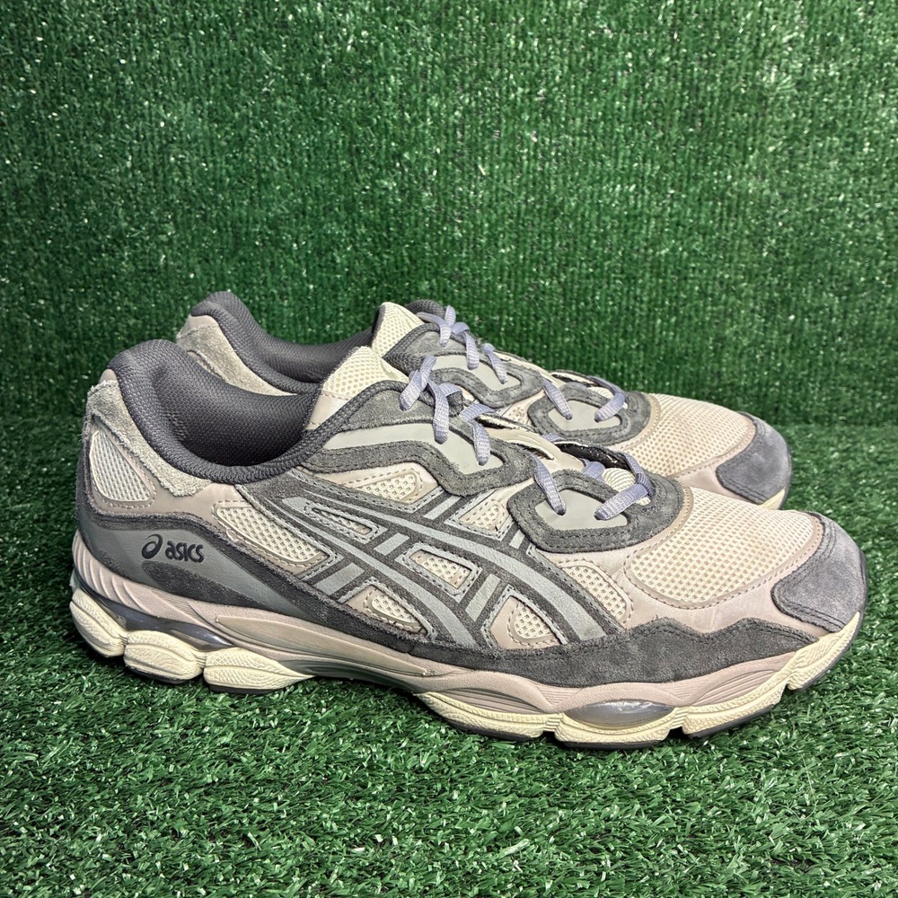 Asics Gel-NYC Suede Mesh Athletic Dad Sneaker Oatmeal Obsidian Grey Mens Sz 12.5